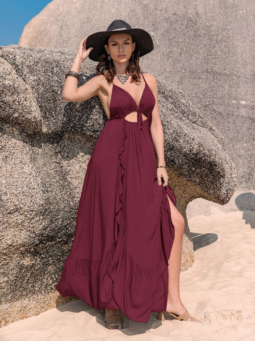 Elegant Maxi Dress with Crisscross Back Detail