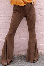 Retro Chic Coffee Flare Pants: Timeless Comfort!