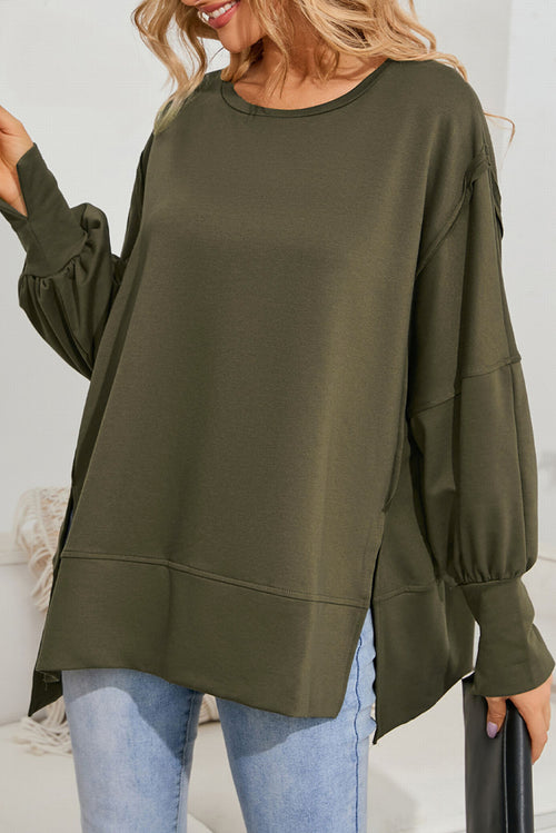 Black Patchwork Drop Shoulder Oversized Top