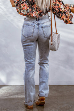 Sky Blue Acid Wash Straight Jeans: Retro Chic!