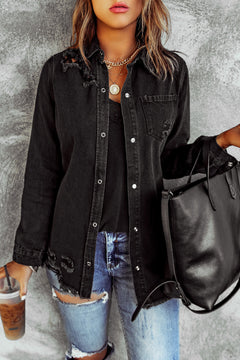 Denim Delight Distressed Shirt: Elevate Your Style