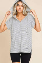 Culture Code Striped Short Sleeve Hoodie