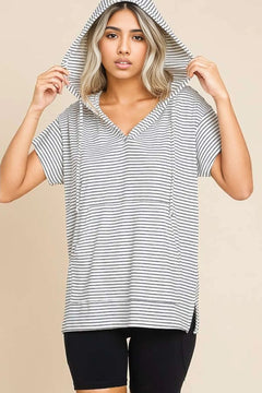 Culture Code Striped Short Sleeve Hoodie