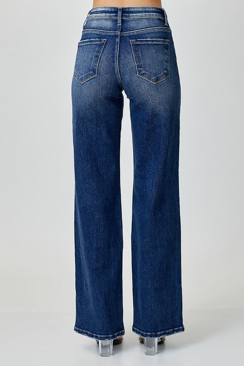 Effortless Style: RISEN Straight Leg Mid Rise Jeans