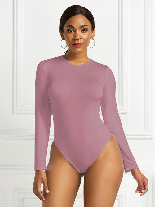 Elegant Round Neck Long Sleeve Bodysuit