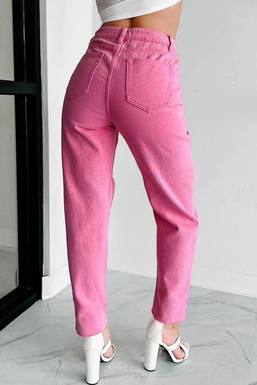 Hot Pink Star Patchwork Jeans