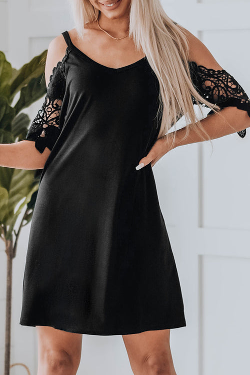 Elegant Black Cold Shoulder Mini Dress