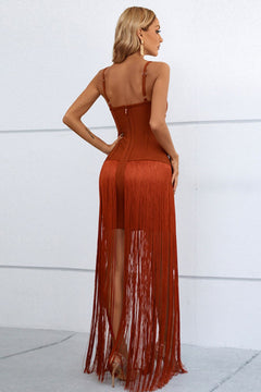 Elegance Defined: Fringe Neck Strappy Dress