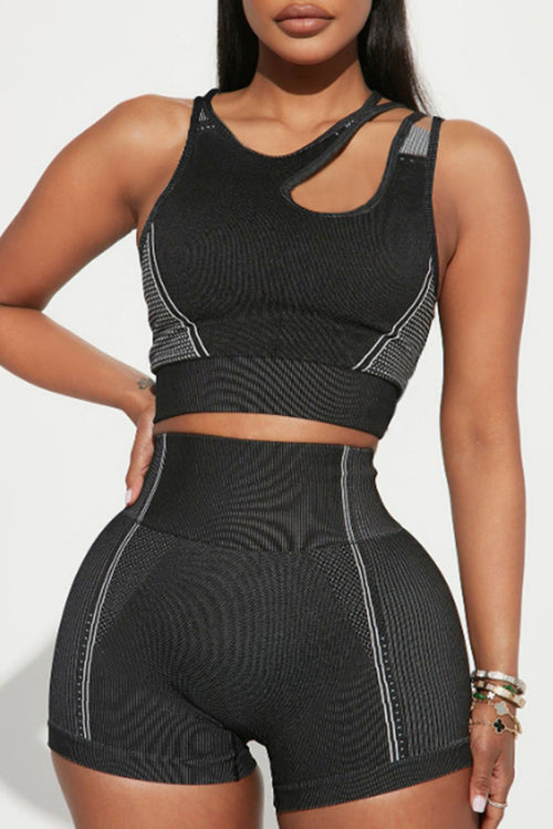 Strappy Mix Cutout Gym Set - Active Chic