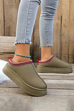 Winter Elegance: Sage Green Plush-Lined Snow Boots