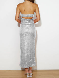 Elegant Sequin Tube Dress with Cutout Detail