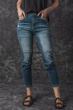 Blue Ripped Skinny Jeans: Edgy, Figure-Enhancing Style