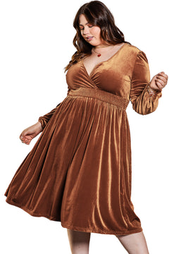 Enchanted Camel Velvet Romance Dream Midi Dress 💖