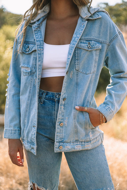 Sky Blue Ripped Denim: Effortless Style Companion