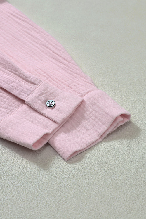 Go Retro Chic in Pink Crinkle Henley