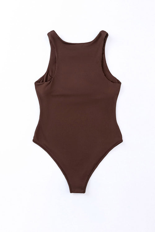 Elegant Brown High Elasticity Bodysuit by BytheBox