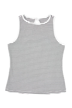 Green Stripe Striped Print Ribbed Knit Sleeveless Top