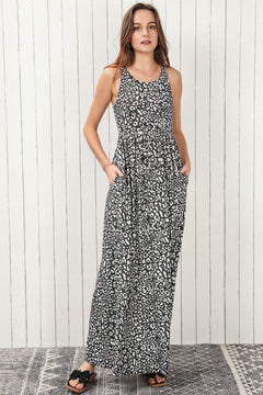 Leopard Pattern Sleeveless Maxi Dress