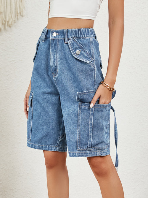 Retro Charm High Waist Denim Shorts