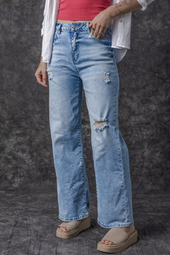 Comfy Distressed High Rise Jeans: Playful Denim