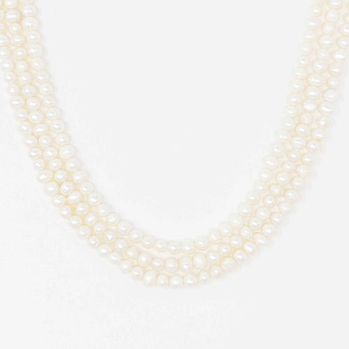 Opulent Pearl Elegance: Triple Strand Necklace