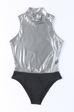 Silver Sparkle High Neck Bodysuit