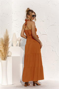 Elegant Tiered Halter Maxi Dress