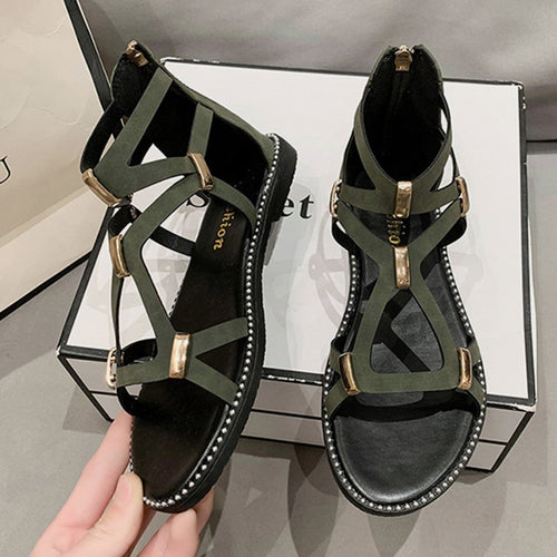 Luxury Elegance: Opulent Zip Flat Sandals