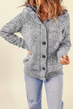 Charming Cable Knit Hooded Cardigan for Cozy Days