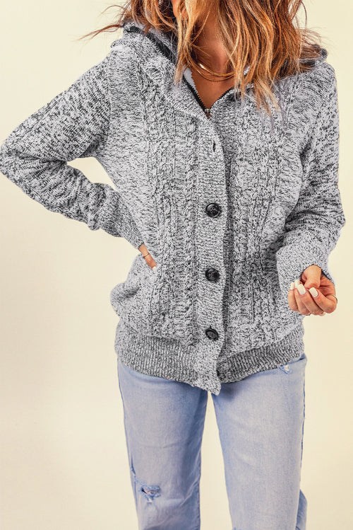 Charming Cable Knit Hooded Cardigan for Cozy Days