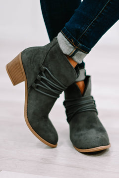 Sumptuous Dark Grey Criss Cross Heeled Boots