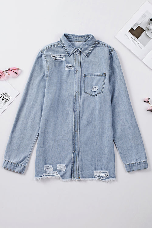 Denim Delight Distressed Shirt: Elevate Your Style