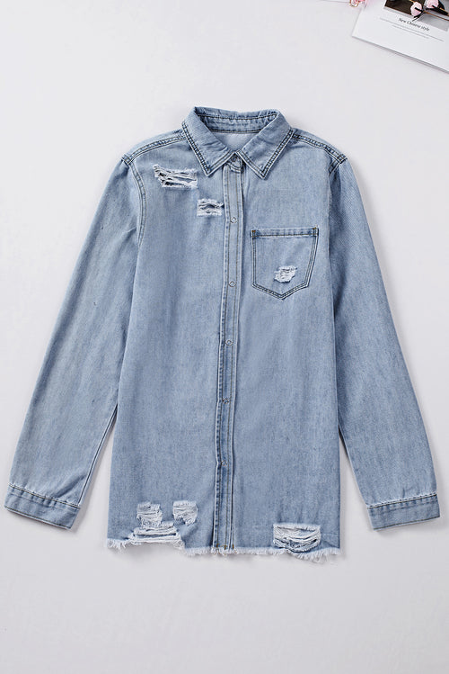 Denim Delight Distressed Shirt: Elevate Your Style