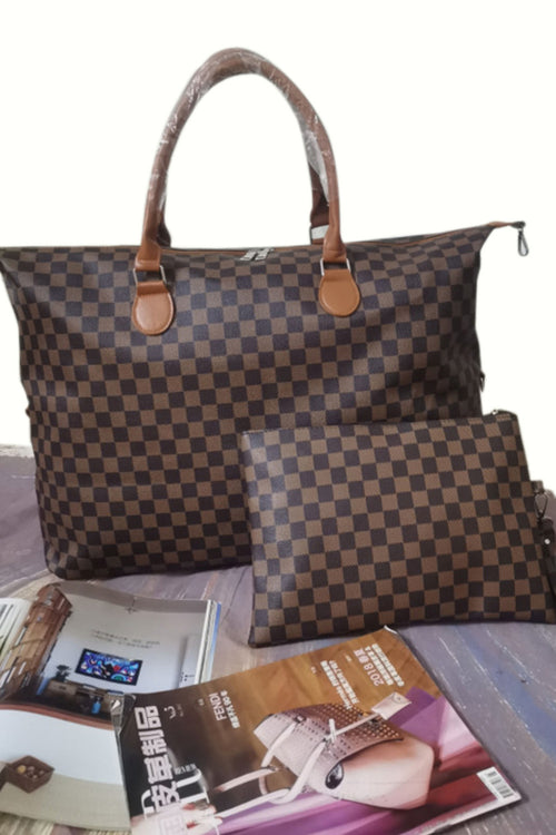 Luxe & Organised Plaid PU Leather Tote 🎭