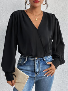 Sophisticated Polyester Surplice Long Sleeve Bodysuit