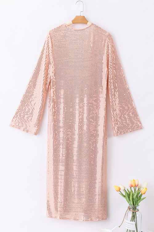 Mystical Sparkle: Enchanted Rose Sequined Kimono