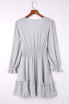 Sophisticated Gray Lantern Sleeve Dress