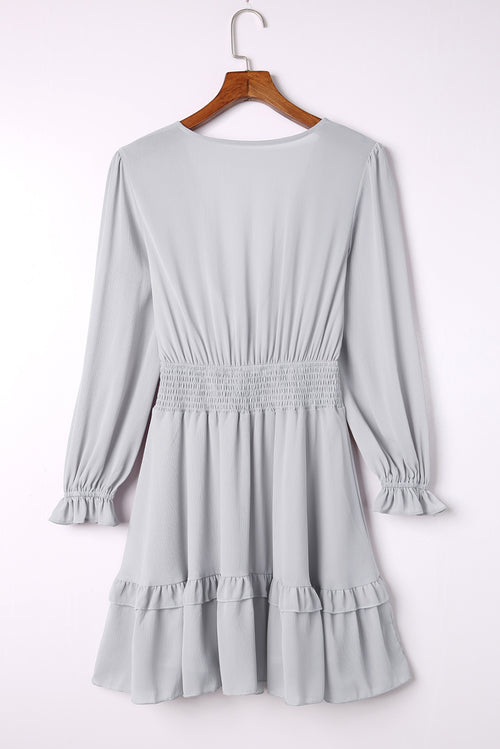 Sophisticated Gray Lantern Sleeve Dress