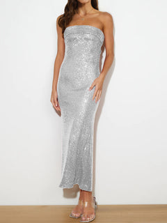 Elegant Sequin Tube Dress with Cutout Detail