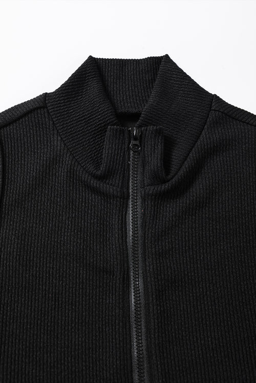 Sophisticated Black Zip-Up Sleeveless Bodysuit