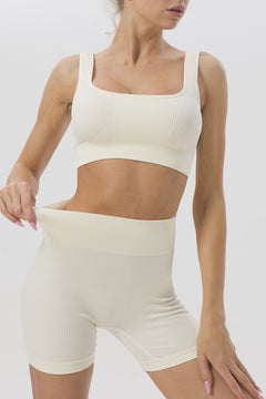 White Ribbed Knit Yoga Set: Fashion & Function