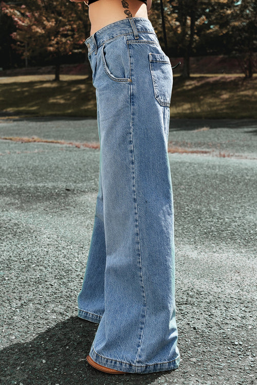 Droptastic Light Blue Wide Leg Jeans: Chic Comfort