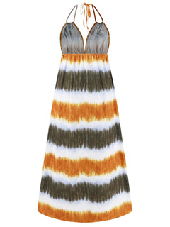 Tie-Dye Elegance: Halter Neck Dress