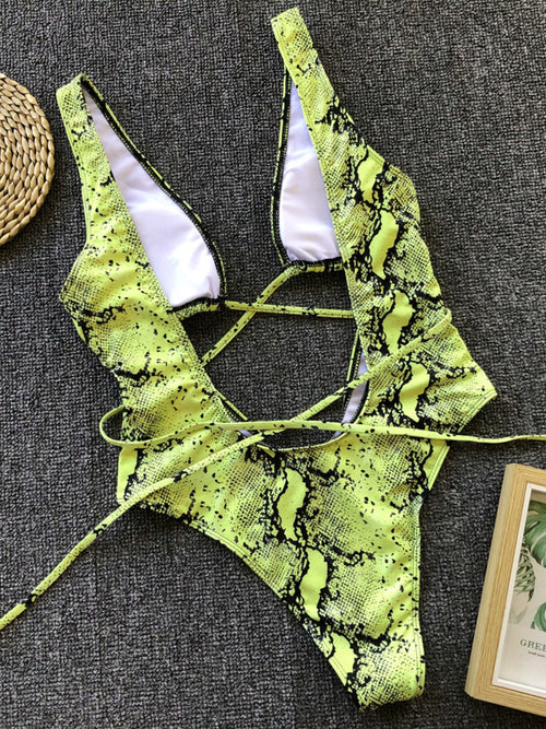 Siren's Song Lace-Up Plunge Swimsuit