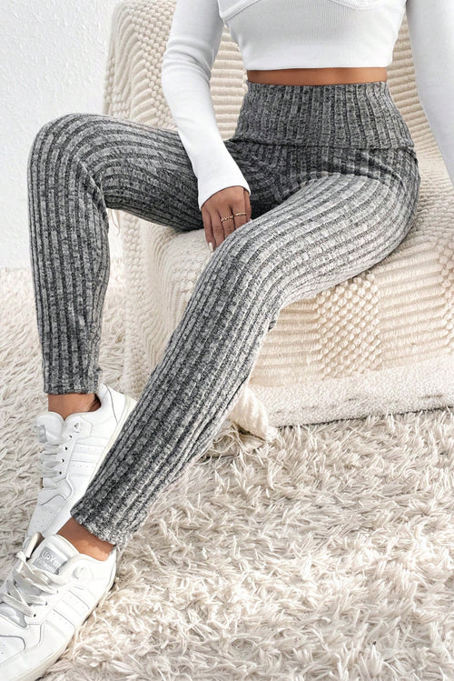 Chic & Cozy: Dark Grey Ribbed Leggings 🖤