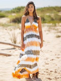 Tie-Dye Elegance: Halter Neck Dress