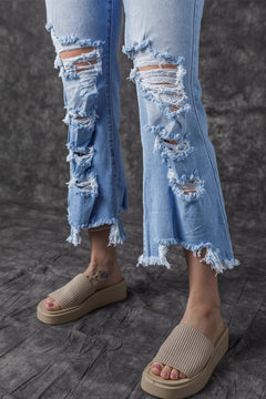 Sky Blue Distressed High Waist Jeans: Stylish!