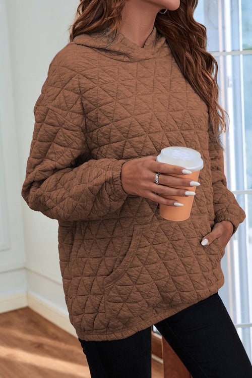 Choco Delight Quilted Kangaroo Pocket Hoodie