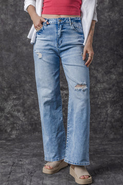 Comfy Distressed High Rise Jeans: Playful Denim