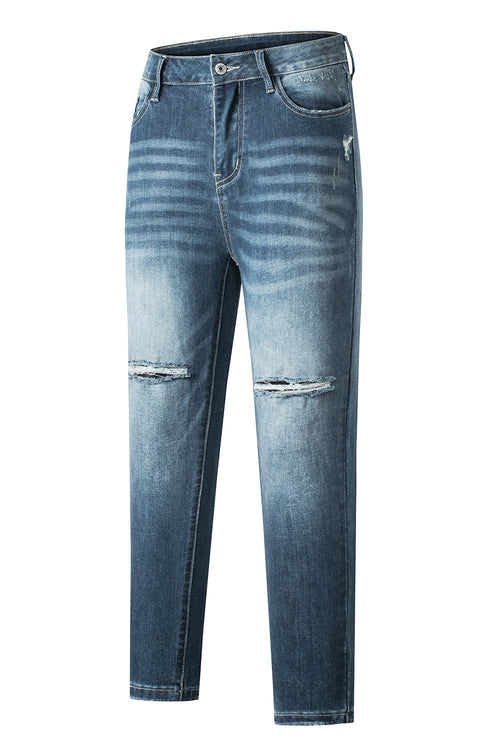 Blue Ripped Skinny Jeans: Edgy, Figure-Enhancing Style